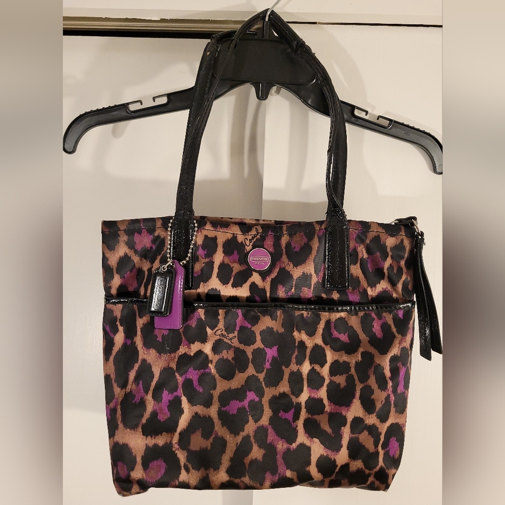 Purple Coach Leopard Handbag